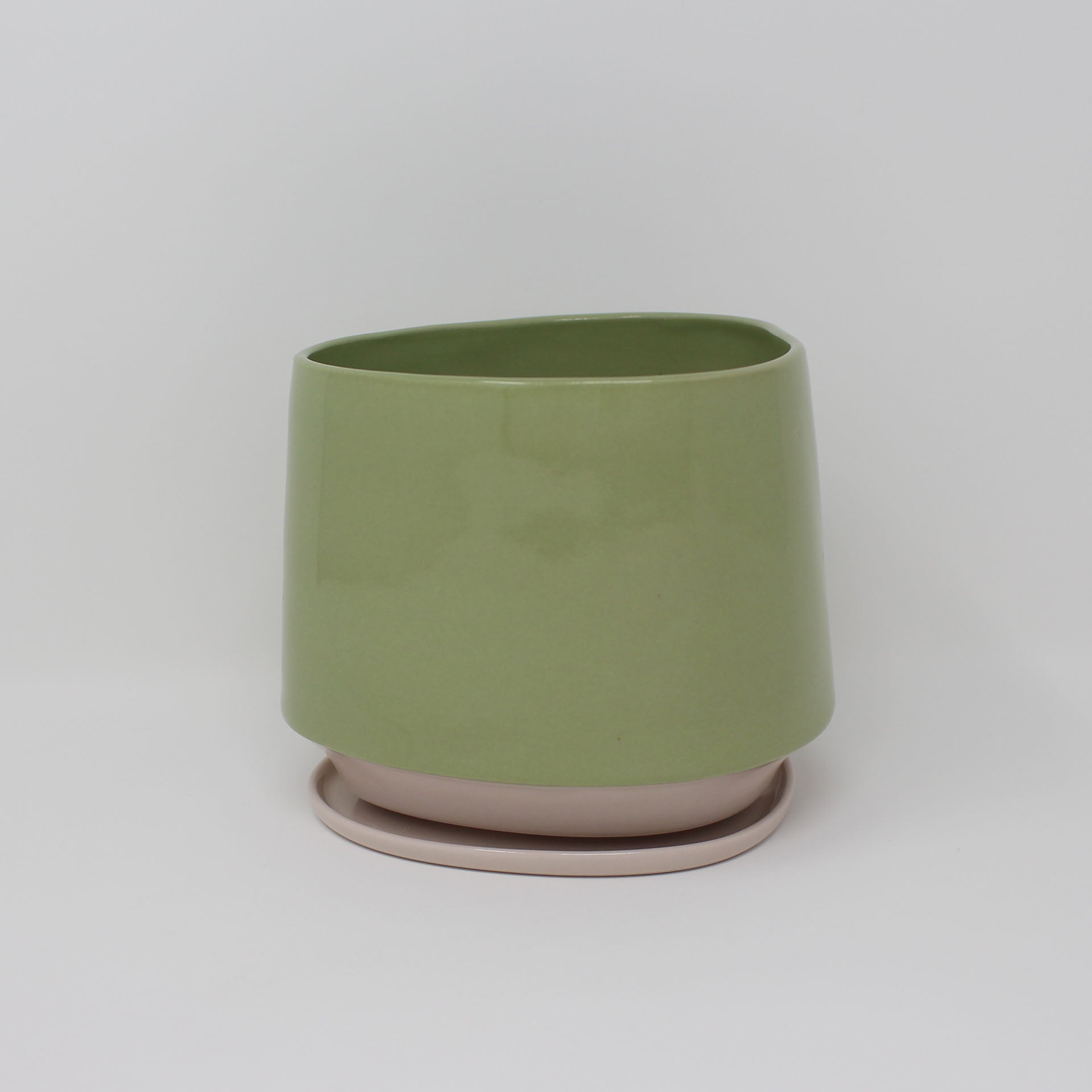 bottom of a plant pot Bottom Curve : Planter and Plate Set Pink Bermuda