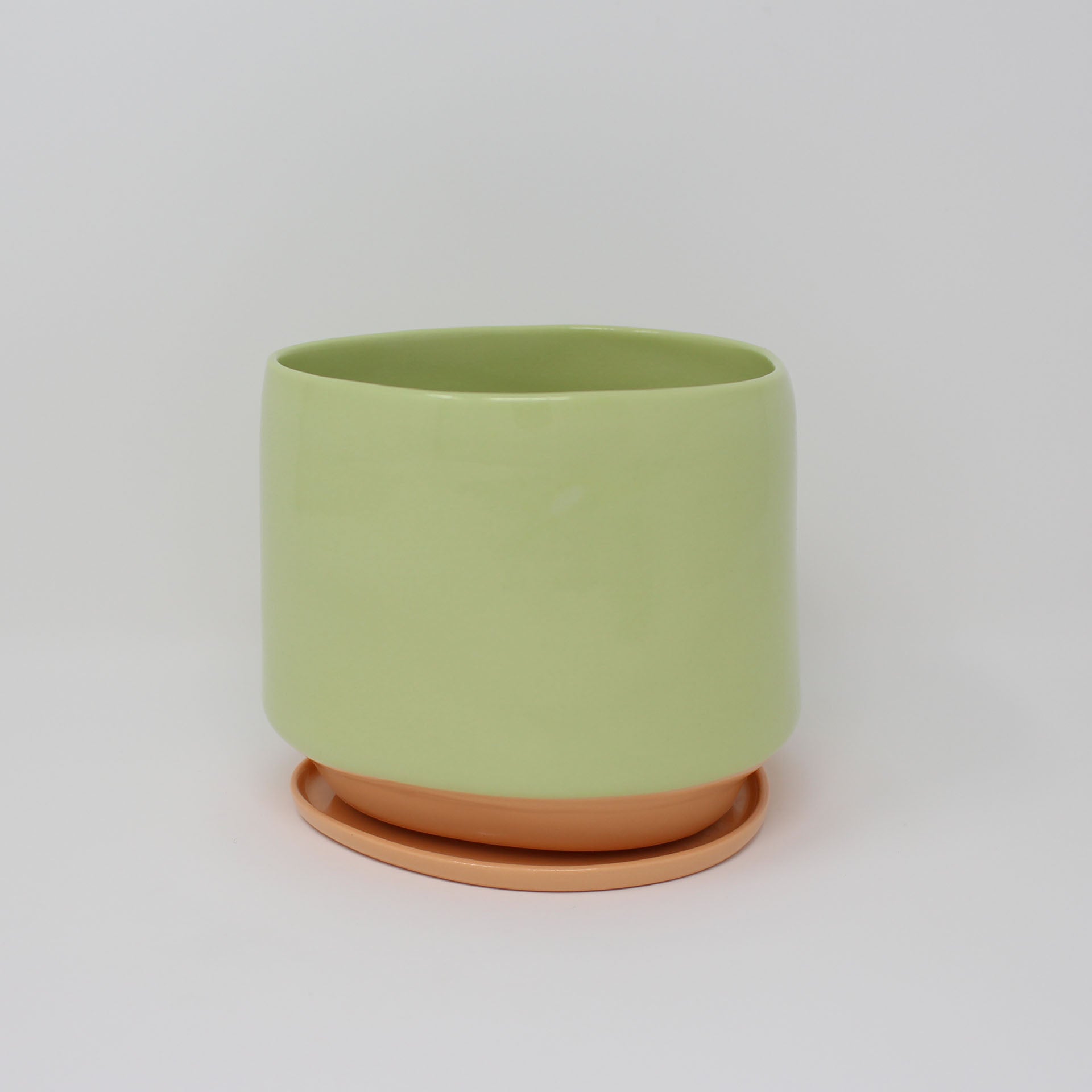 bottoms for plant pots Bottom Curve : Planter and Plate Set Chartreuse Orange